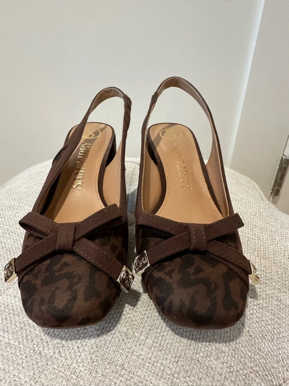 Sam & Libby size 8 Giselle Brown slingback leopard pattern pumps - Picture 2 of 10